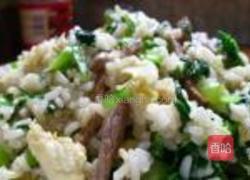 油菜肉丝双黄蛋炒饭的做法图解8