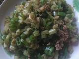 空心菜梗炒辣椒肉末