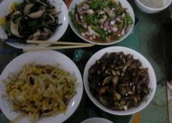 四个菜（香菇青菜.蒸茄子，娃娃菜.青椒炒八爪鱼）