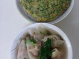 早餐:馄饨，鸡蛋蔬菜玉米饼