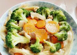 西兰花胡萝卜腐竹炒肉