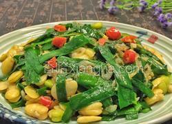 韭菜虾米炒蚕豆