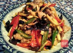 三丝炒肉（茭白丝木耳丝辣椒丝炒肉）的做法图解6