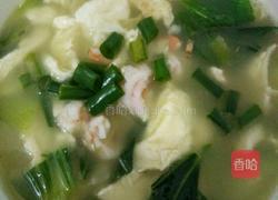油菜鲜虾鸭蛋汤的做法图解5