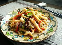 肉丝炒双菇
