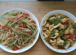 酸辣土豆和丝炒菜花