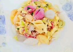 肉沫蔬菜海螺炒面