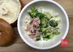青花菜火腿烤贝果 不爆卡伪咸派的做法图解3