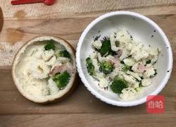 青花菜火腿烤贝果 不爆卡伪咸派的做法图解4