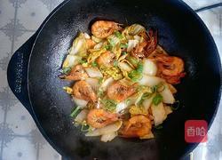 中式炒菜の铁锅鲜虾白菜的做法图解9