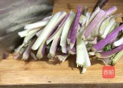 红菜苔梗炒肉的做法图解2