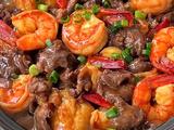  牛肉虾仁豆腐煲